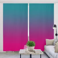 Dark Turquoise Hot Pink Gradient Blackout Curtains