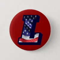 American Flag Letter "L" Button