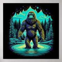 Sasquatch in the Woods Ai Art Poster