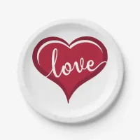 love in heart valentines paper plates