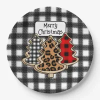 Buffalo Plaid, Red Gingham Christmas Trees  Paper Plates