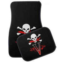 Jolly Roger V Monogram Initial Set of Car Mats