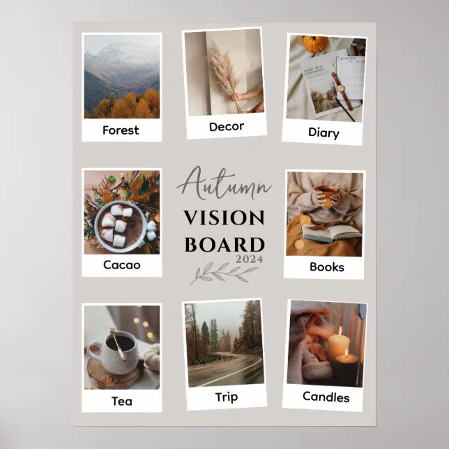 Autumn Moodboard Photo Collage Vision Board Poster