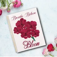 Vintage Burgundy Anemone Florals -Breathe, Believe Notebook