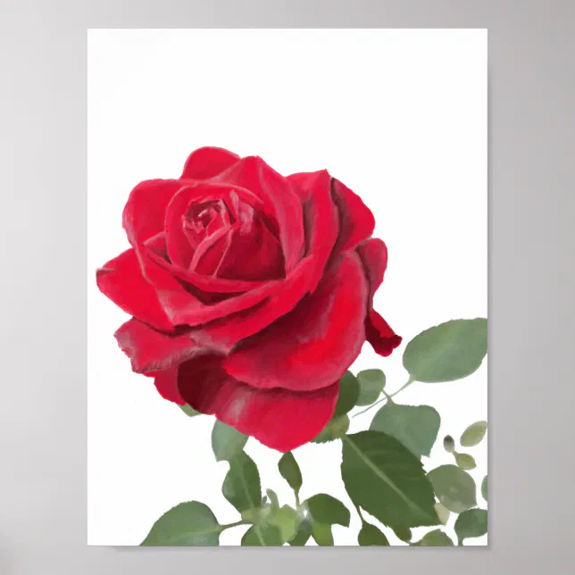 Red Rose - Hand painted Poster