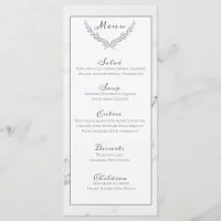 Elegant Marble and Wreath Wedding Menu Card