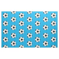 Soccer Balls Pattern on Bright Blue Fabric