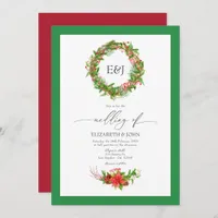 Poinsettia & Pine Christmas Wedding Charm QR Code Invitation