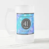 Elegant 41st Blue Topaz Wedding Anniversary Frosted Glass Beer Mug