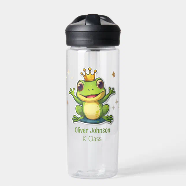 Frog King Cartoon Back To School Name Tall Water Bottle