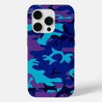 Dark Blue and Purple Camouflage iPhone 15 Pro Case