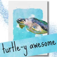 Turtle Watercolor School Valentine's Day Note Card