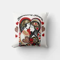 Harmony Hearts Couple Throw Pillow