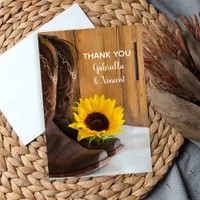 Country Sunflower Western Wedding Thank You Notes