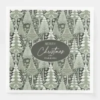 Green Earth Christmas Pattern#6 ID1009 Paper Dinner Napkins