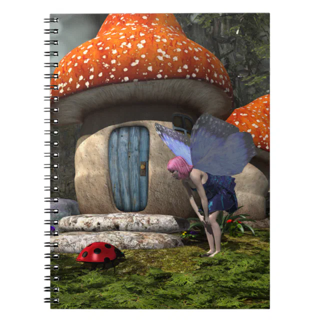 Cute Pink-Haired Fairy Meets Ladybug Notebook