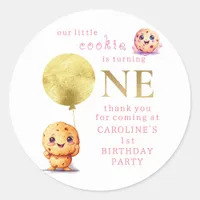 Our Little Cookie Is Turning ONE Cute 1st Birthday Classic Round Sticker