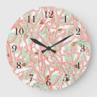 Coral Branches with Seashells Coastal Large Clock