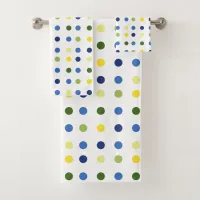 Yellow Buttercups and Blue Iris Dots Bath Towel Set