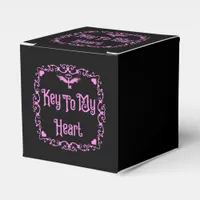 Goth Valentine Key To My Heart Pink Favor Boxes