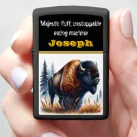 Buffalo Roaming in a Serene Forest Zippo Lighter