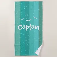 Captain of the Ship Nautical Blue Striped Sailing Beach Towel