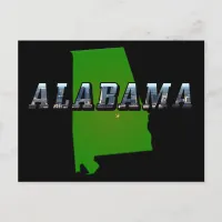 Map and Picture Text of Alabama Postcard