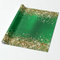 Gold Glitter Holiday Green Ombre Foil Wrapping Paper