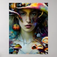 Mushroom Fantasy Woman Poster