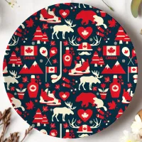 Canada Canadian Christmas Winter Moose Pattern Paper Plates