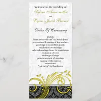 damask yellow Wedding program