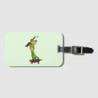 Frog Figurine Golfer on Bag Tag Biz Card Slot