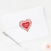 I Love You Valentines Red And White Heart Sticker