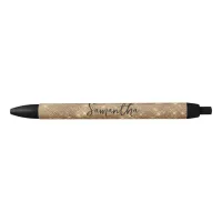 Sparkly Gold Glam Name Black Ink Pen