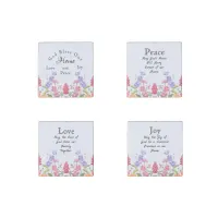 God Bless Our Home Floral Wildflowers Blue Stone Magnet