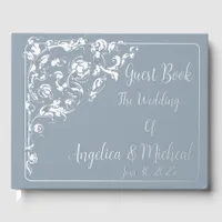 Romantic, Vintage, Antique Gray Foil Guest Book