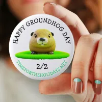 Happy Groundhog Day Cute Holiday Button