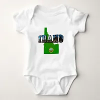 Idaho Map, Seal and Picture Text Baby Bodysuit