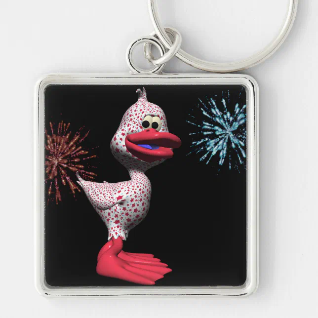 Cute Star Spangled Patriotic Duck Keychain