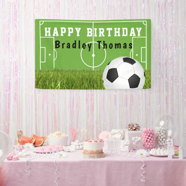 Kids Soccer Football Birthday Party Banner