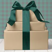 Green And Black Buffalo Plaid Christmas Satin Ribbon