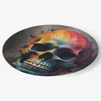 Skull colored head paper plates