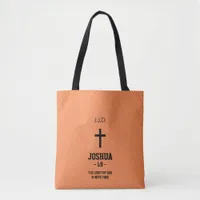 Orange Dots Pattern Bible Chapter Verse Christian Tote Bag