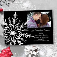 Snowflake on Black Winter Wedding Save The Date