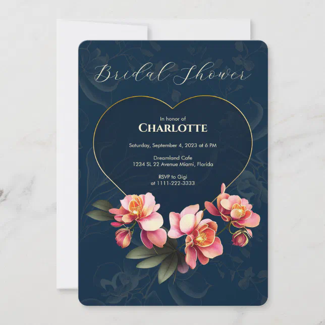 Pink Orchid Flowers | Wedding | Bridal Shower Invitation