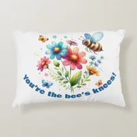 Floral Watercolor Monogram You're the Bee's Knees  Accent Pillow