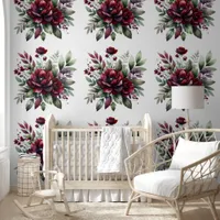 Beautiful Burgundy Botanical Floral Wallpaper