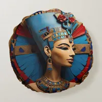 Queen Nefertiti ancient Egyptian God Round Pillow