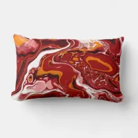 Burgundy and White Marble Fluid Art  Lumbar Pillow