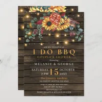 String Lights Sunflowers I DO BBQ Couples Shower  Invitation